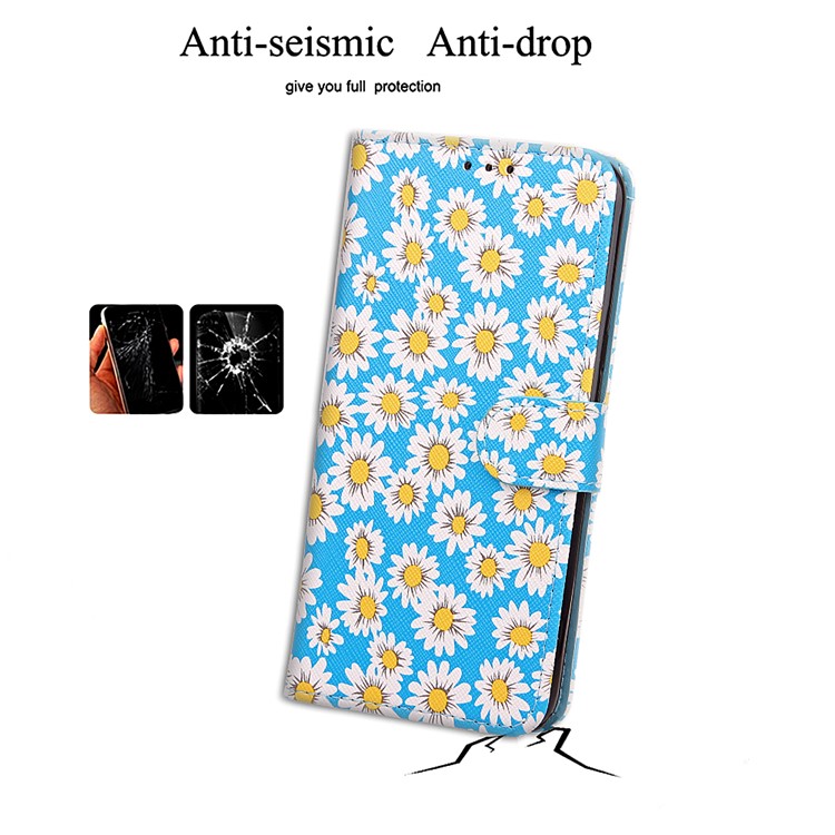 Blooming Chrysanthemum Pattern For Samsung Galaxy S8 Plus TPU+PU Leather Wallet Stand Mobile Case - Blue-11