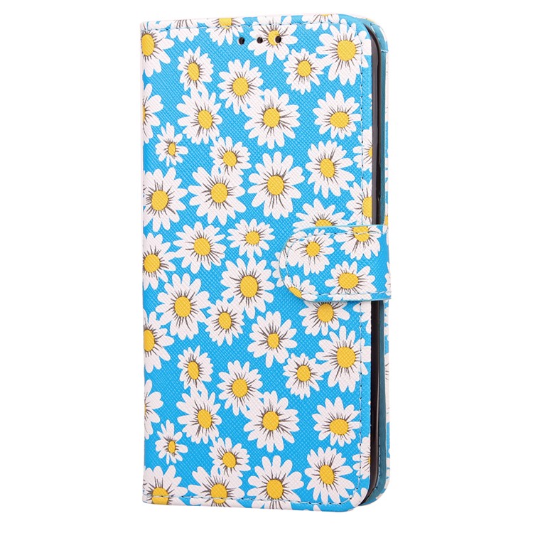 Blooming Chrysanthemum Pattern For Samsung Galaxy S8 Plus TPU+PU Leather Wallet Stand Mobile Case - Blue-4