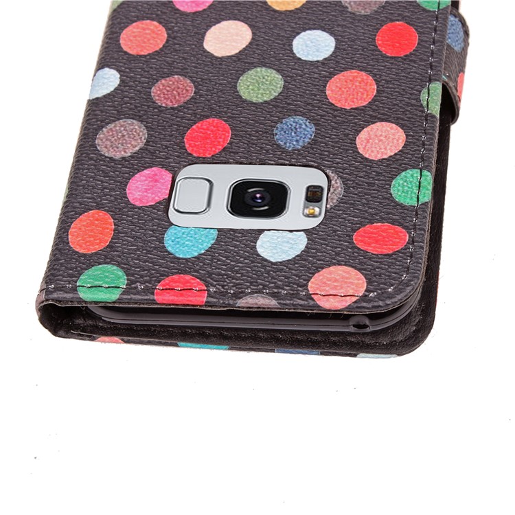 Colorful Polka Dot Pattern Leather Wallet Stand Case for Samsung Galaxy S8 Plus G955 - Black-9