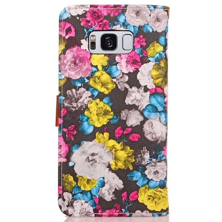 For Samsung Galaxy S8 G950 Ink Painting Flower Pattern Leather Wallet Stand Case - Rose-2