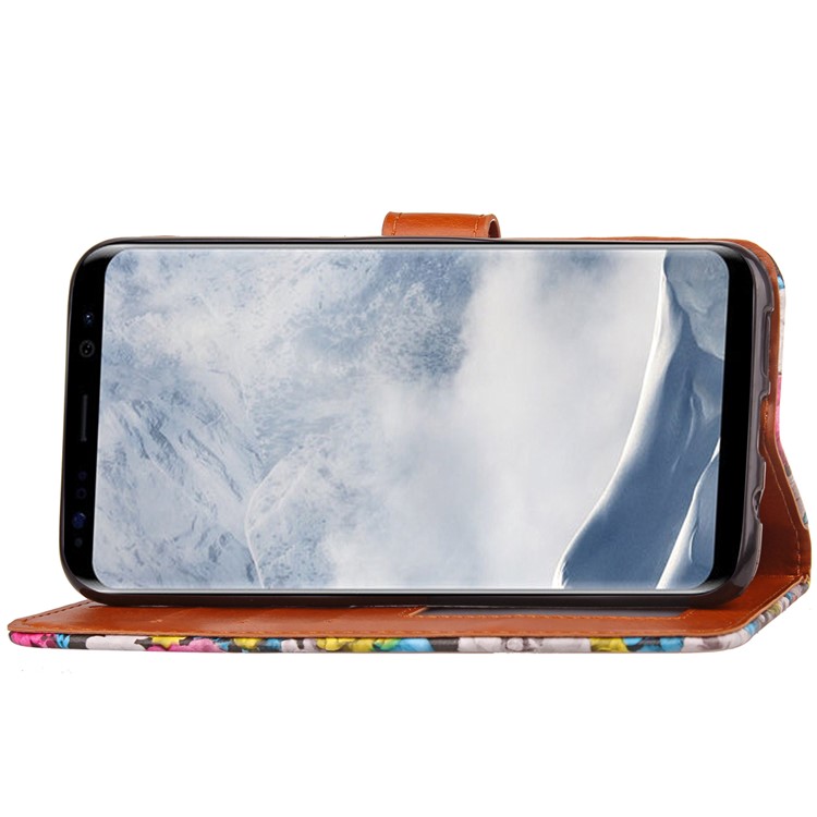 For Samsung Galaxy S8 G950 Ink Painting Flower Pattern Leather Wallet Stand Case - Rose-6