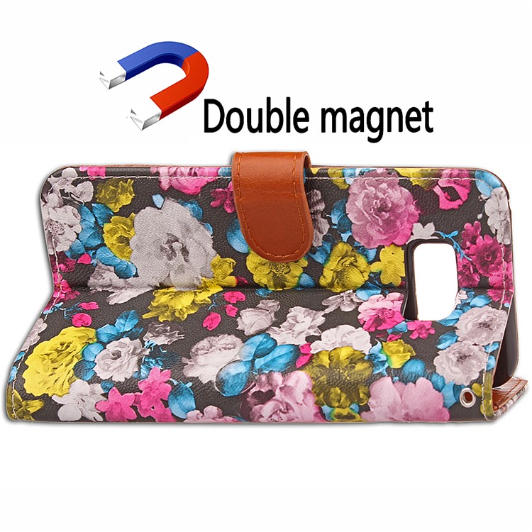 For Samsung Galaxy S8 G950 Ink Painting Flower Pattern Leather Wallet Stand Case - Rose-7