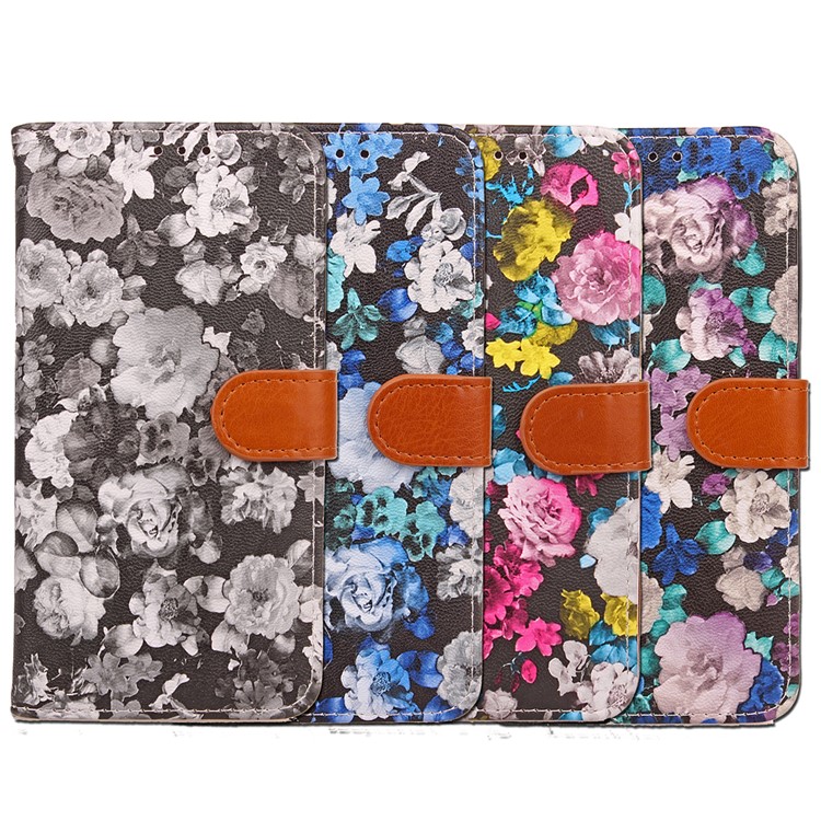 For Samsung Galaxy S8 G950 Ink Painting Flower Pattern Leather Wallet Stand Case - Rose-9