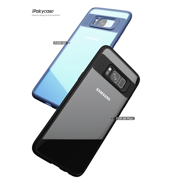 IPAKY para Samsung Galaxy S8 G950 marco híbrido TPU + Clear Acrylic Back Phone Cover - Negro-2