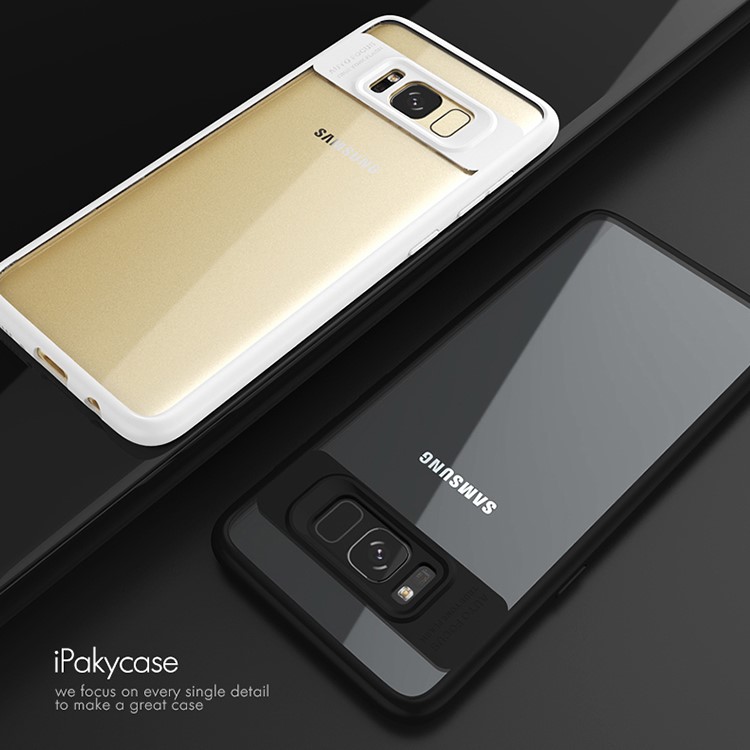IPAKY para Samsung Galaxy S8 G950 marco híbrido TPU + Clear Acrylic Back Phone Cover - Negro-3