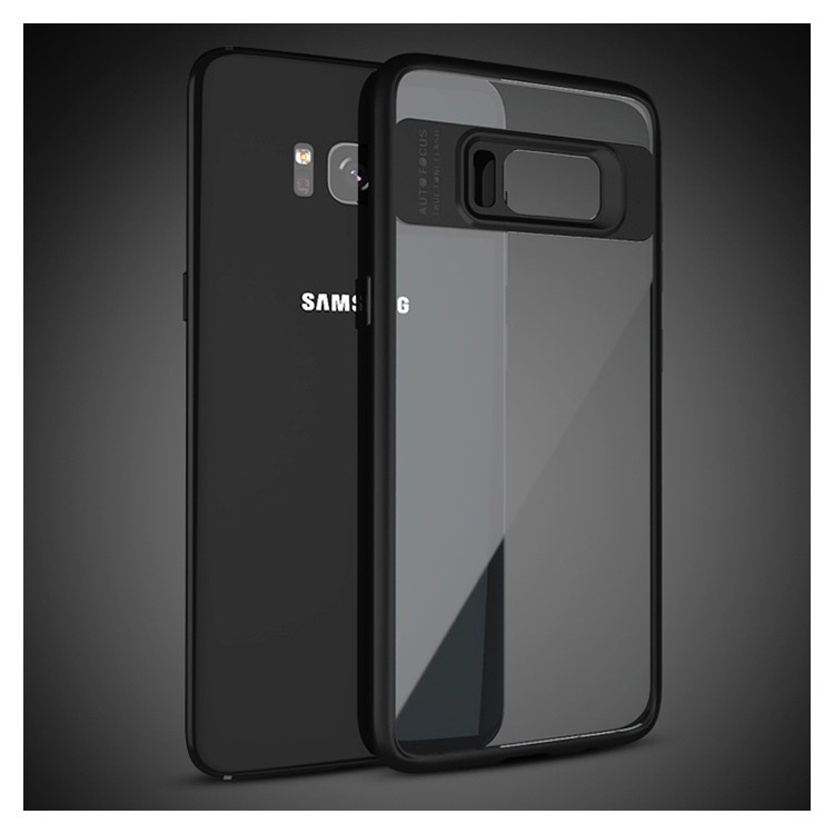 IPAKY para Samsung Galaxy S8 G950 marco híbrido TPU + Clear Acrylic Back Phone Cover - Negro-4