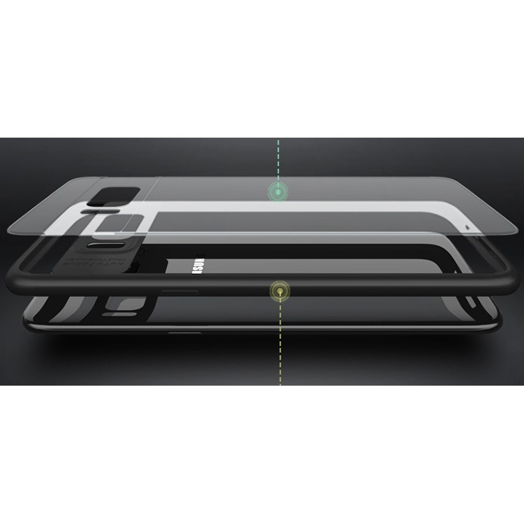 IPAKY para Samsung Galaxy S8 G950 marco híbrido TPU + Clear Acrylic Back Phone Cover - Negro-5