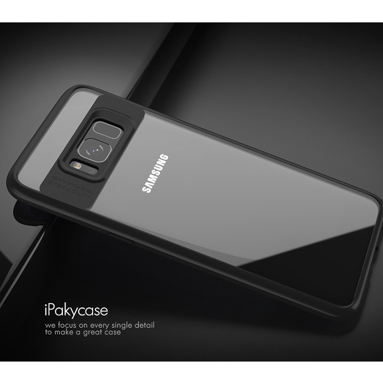 IPAKY para Samsung Galaxy S8 G950 marco híbrido TPU + Clear Acrylic Back Phone Cover - Negro-7