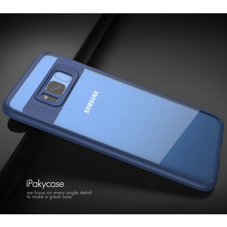 IPAKY TPU Frame + Clear Acrylic Back Hybrid Cover for Samsung Galaxy S8 G950 - Blue-2