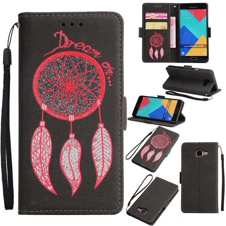 Dream Catcher Pattern Leather Wallet Stand Phone Case with Strap for Samsung Galaxy A5 (2017) A520 - Black-1