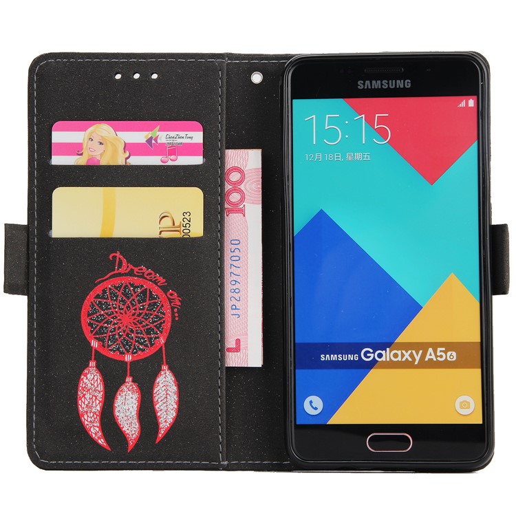 Dream Catcher Pattern Leather Wallet Stand Phone Case with Strap for Samsung Galaxy A5 (2017) A520 - Black-4