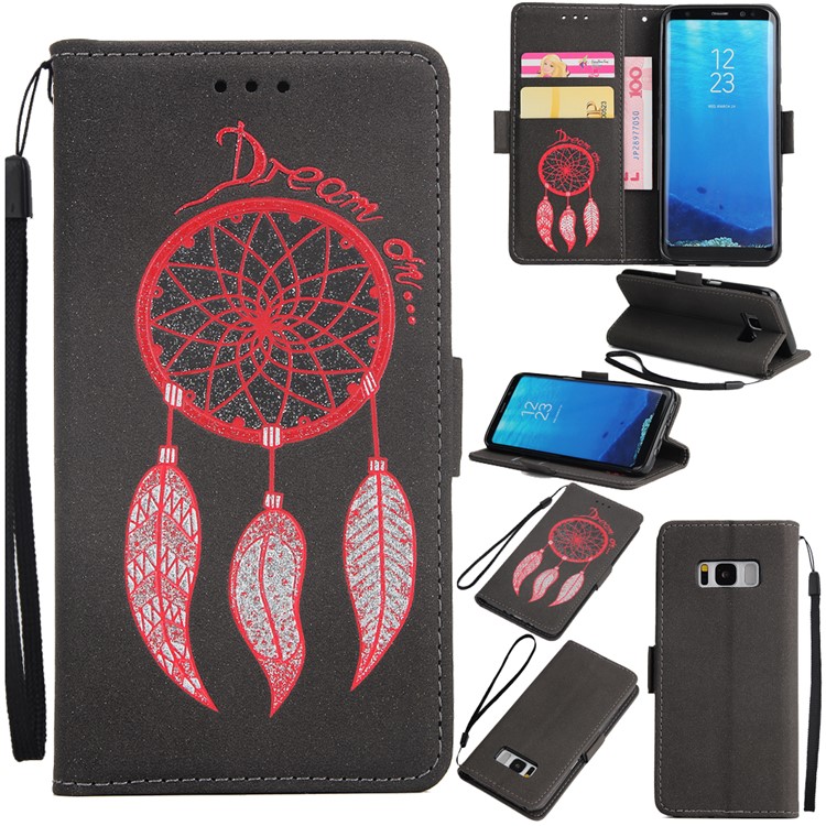 Dream Catcher Pattern Leather Wallet Stand Case with Strap for Samsung Galaxy S8 G950 - Black-1