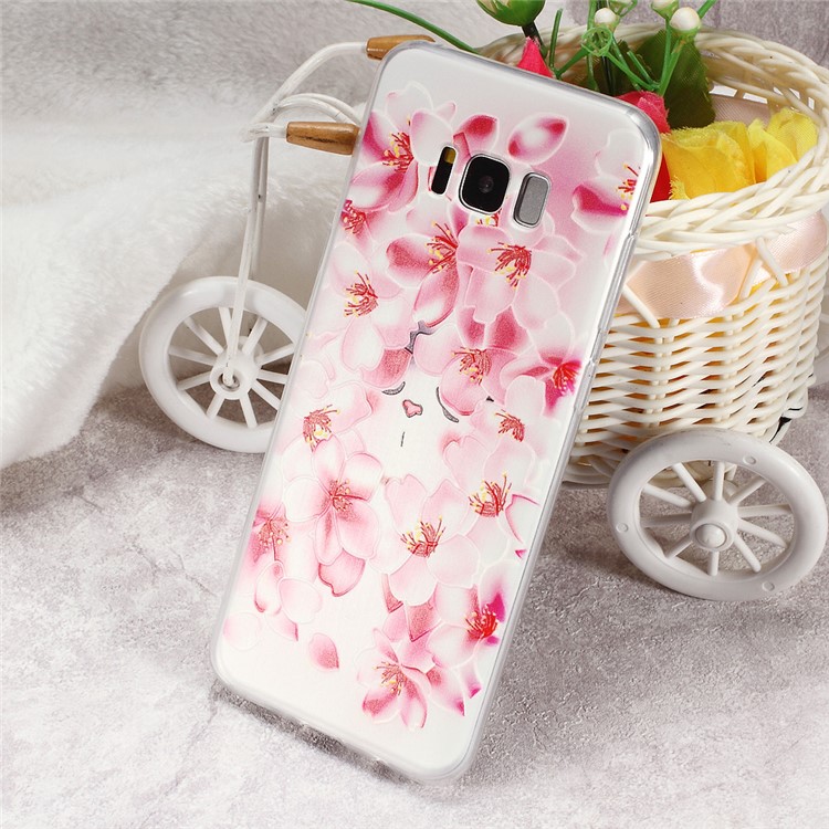 

Softlyfit Embossed TPU Mobile Phone Case for Samsung Galaxy S8+ G955 - Peach Flowers