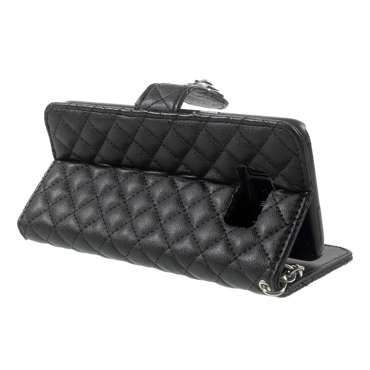 Rhombus Camellia Leather Wallet Cellphone Case for Samsung Galaxy S8 G950 - Black-4