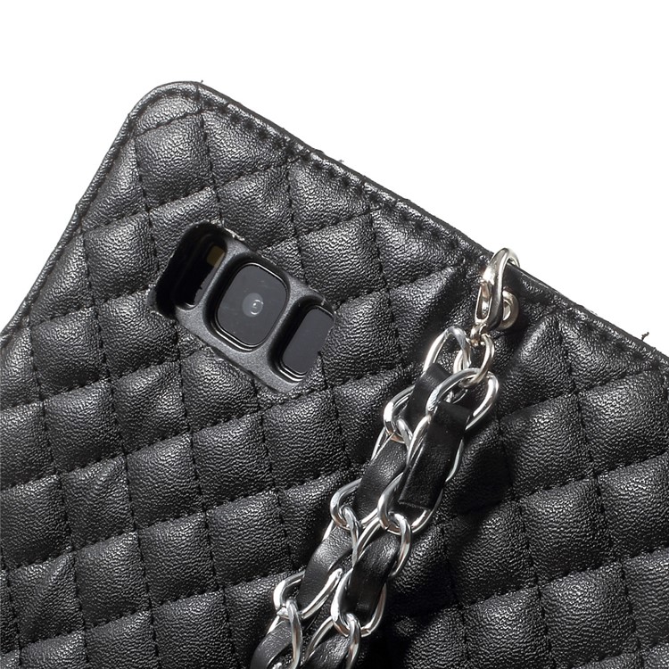 Rhombus Camellia Leather Wallet Cellphone Case for Samsung Galaxy S8 G950 - Black-7