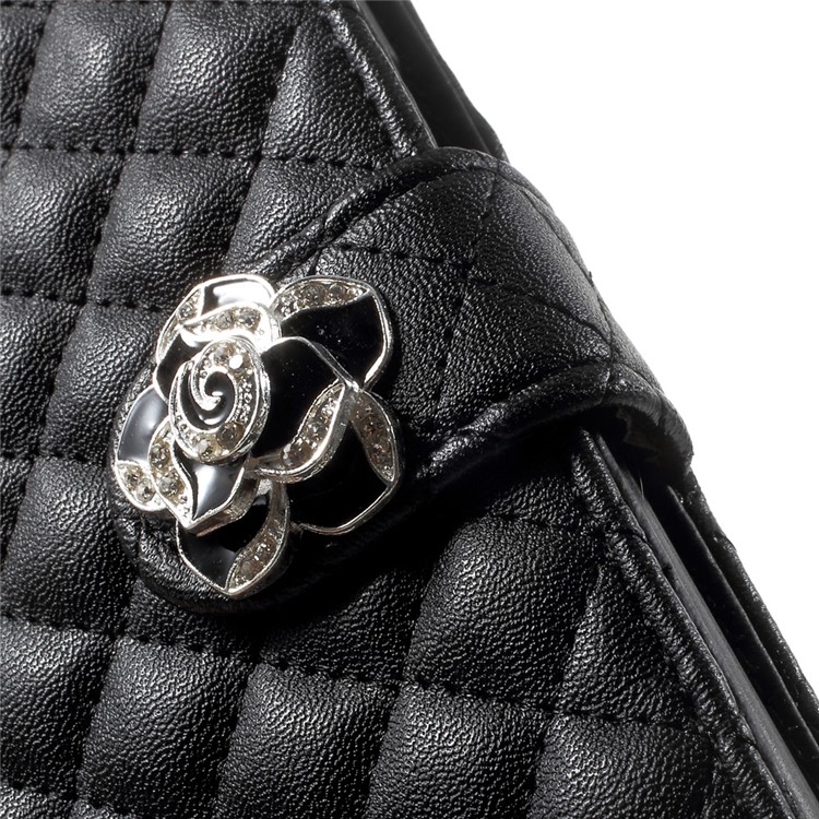 Rhombus Camellia Leather Wallet Cellphone Case for Samsung Galaxy S8 G950 - Black-8