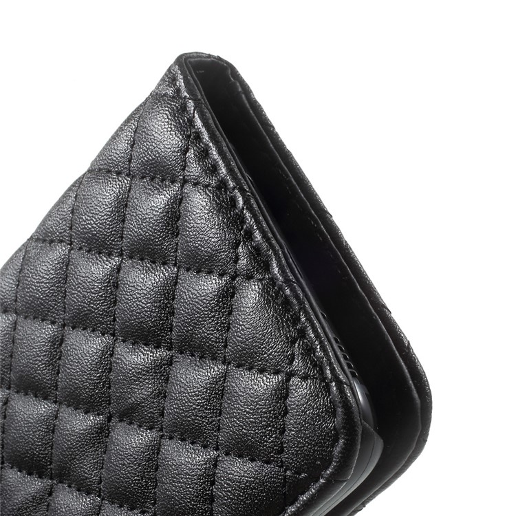 Rhombus Camellia Leather Wallet Cellphone Case for Samsung Galaxy S8 G950 - Black-9