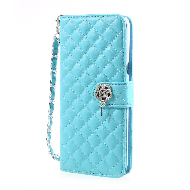 

Quilted Pattern Stand Leather Wallet Mobile Shell with Lanyard for Samsung Galaxy S8 Plus G955 - Blue