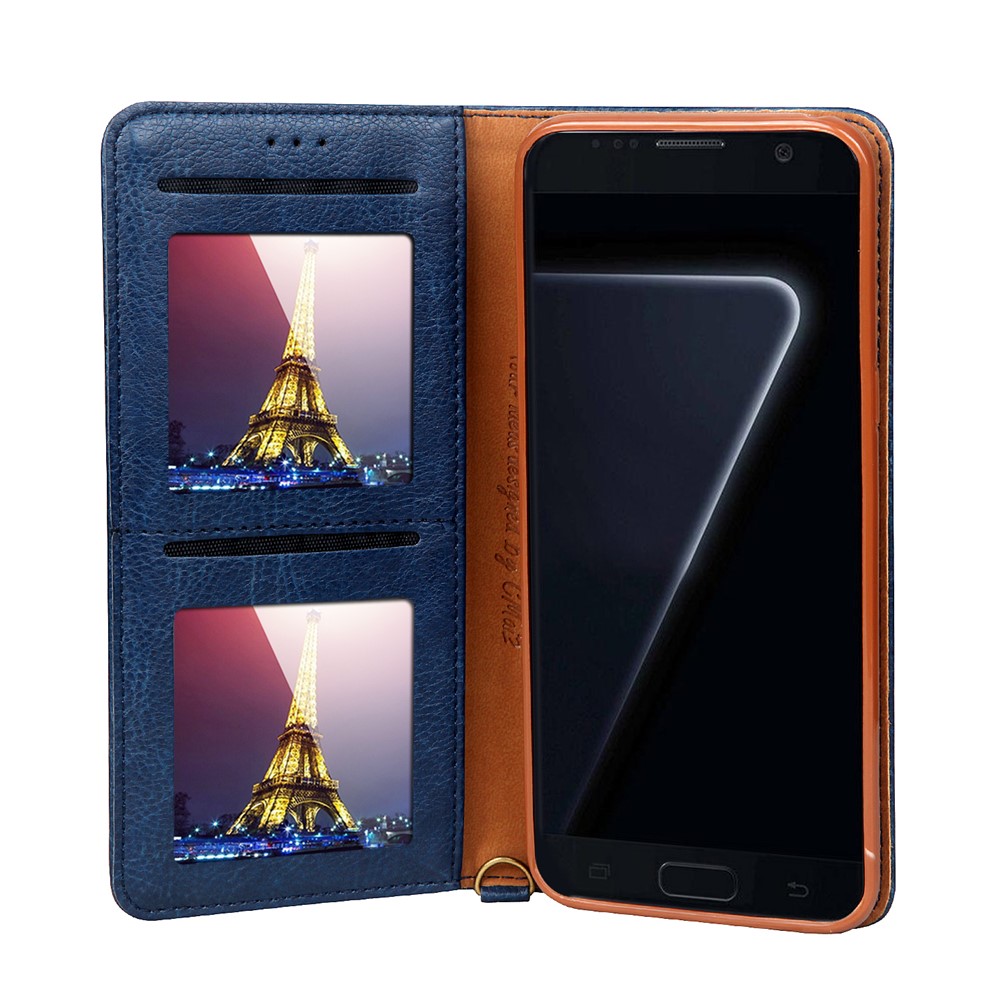 Cmai2 Slots Stand Cartes pu Cuir Flip Couvercle Pour Samsung Galaxy S8 G950 - Bleu Foncé