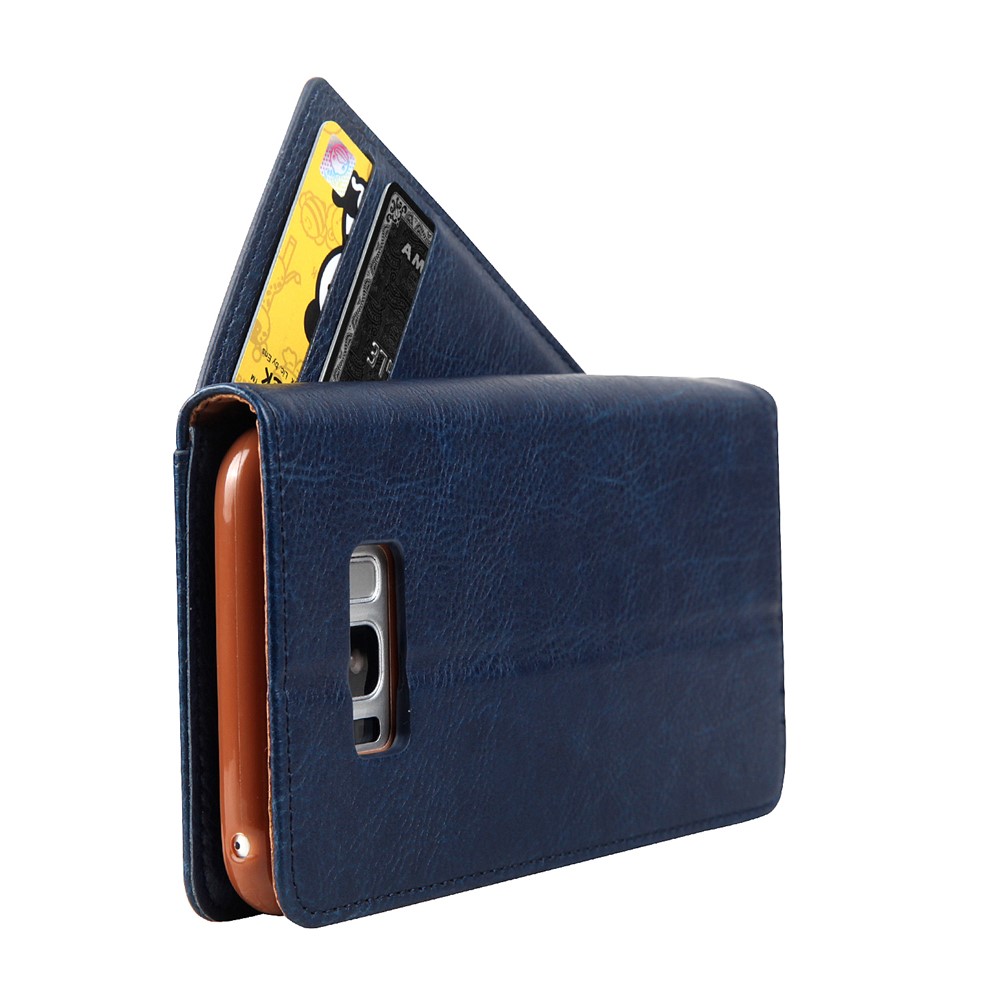 CMAI2 Stand Card Slots PU Leather Flip Cover for Samsung Galaxy S8 G950 - Dark Blue-16