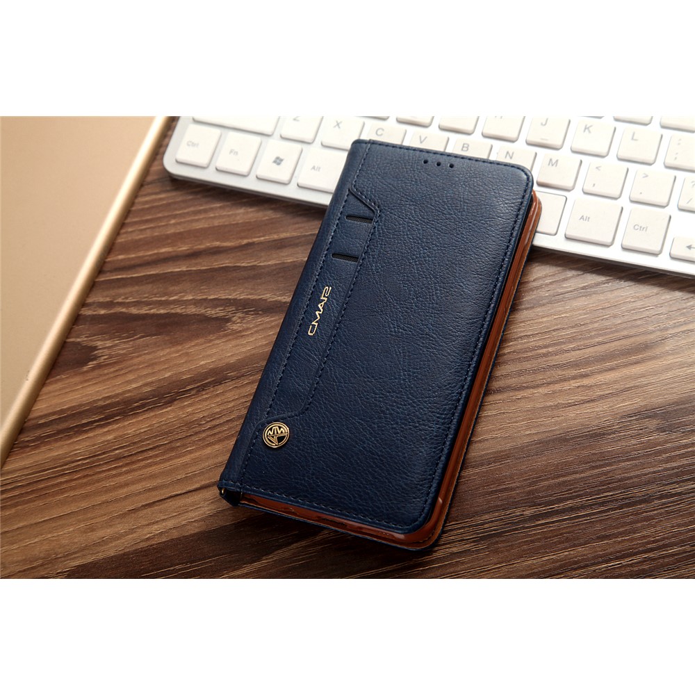 Spanal CMAI2 Ranuras PU Cubierta de Cuero Para Samsung Galaxy S8 G950 - Azul Oscuro