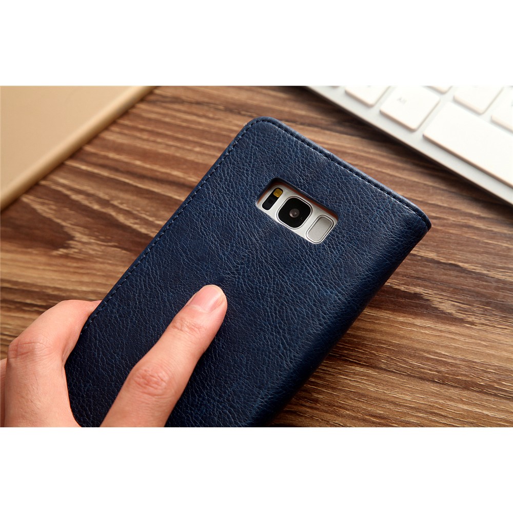 Cmai2 Slots Stand Cartes pu Cuir Flip Couvercle Pour Samsung Galaxy S8 G950 - Bleu Foncé