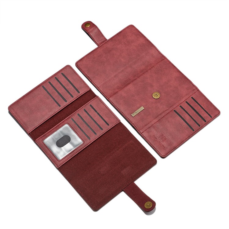 DG.MING Split Couro Tri-fold Multi-slot Wallet Phone Capa para Samsung Galaxy S8 G950 - Vermelho-14
