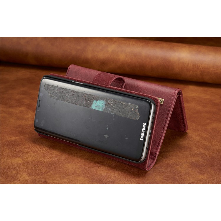 DG.MING Split Couro Tri-fold Multi-slot Wallet Phone Capa para Samsung Galaxy S8 G950 - Vermelho-19