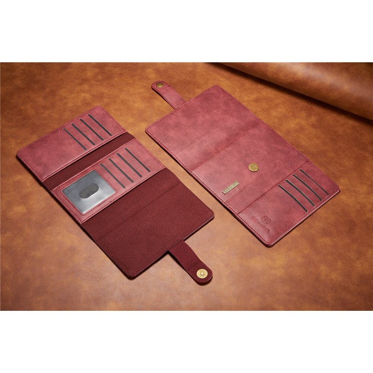 DG.MING Split Couro Tri-fold Multi-slot Wallet Phone Capa para Samsung Galaxy S8 G950 - Vermelho-20