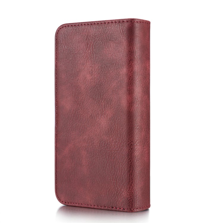 DG.MING Split Couro Tri-fold Multi-slot Wallet Phone Capa para Samsung Galaxy S8 G950 - Vermelho-4