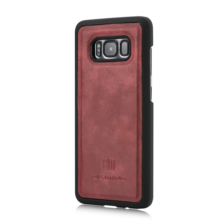 DG.MING Split Couro Tri-fold Multi-slot Wallet Phone Capa para Samsung Galaxy S8 G950 - Vermelho-5