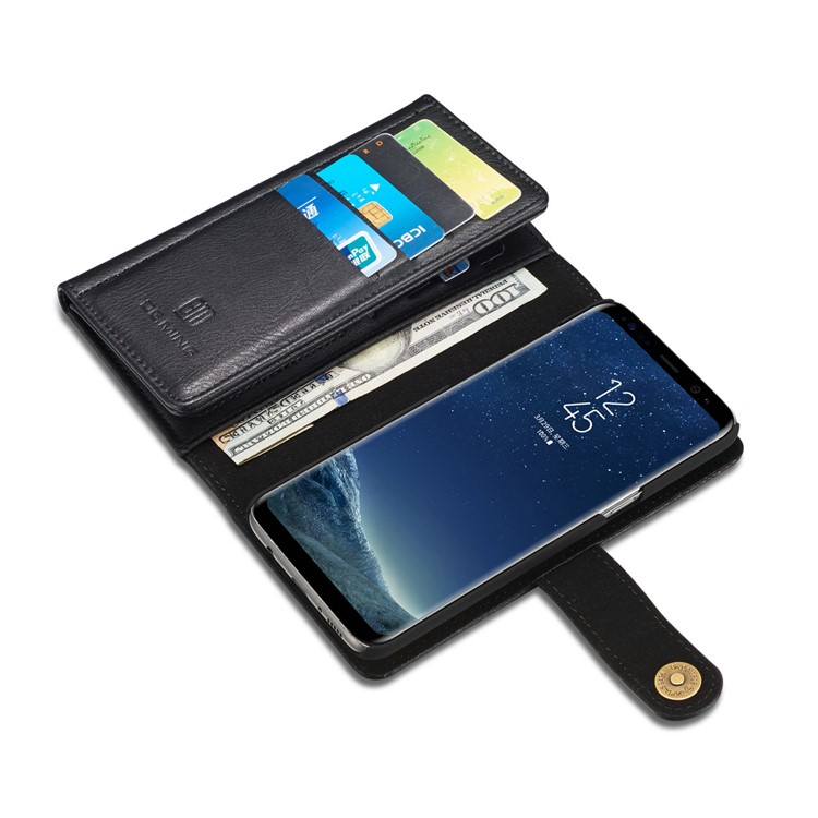 DG.MING for Samsung Galaxy S8+ G955 Split Leather Multi-slot Tri-fold Wallet + Detachable PC Case - Black-10