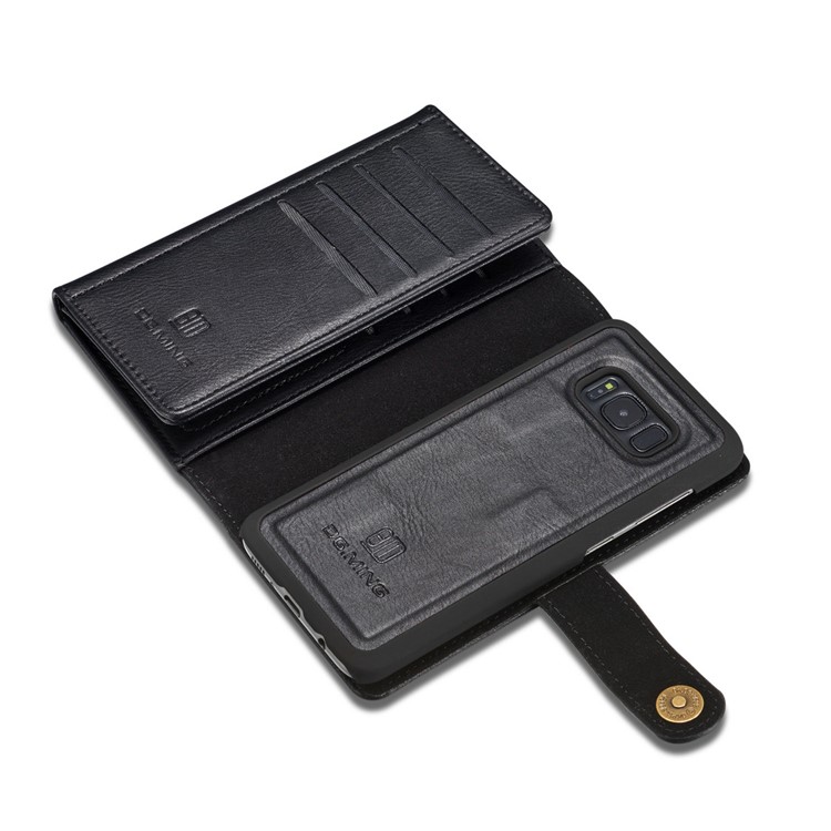 DG.MING for Samsung Galaxy S8+ G955 Split Leather Multi-slot Tri-fold Wallet + Detachable PC Case - Black-11