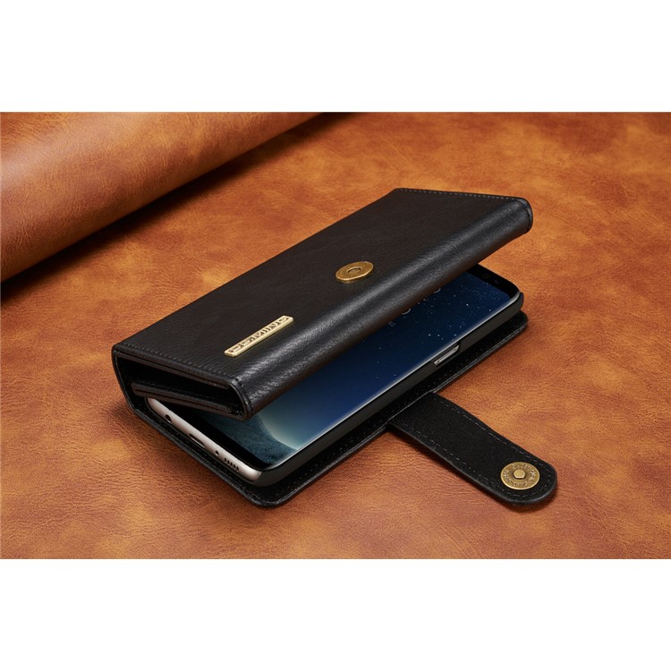 DG.MING for Samsung Galaxy S8+ G955 Split Leather Multi-slot Tri-fold Wallet + Detachable PC Case - Black-16