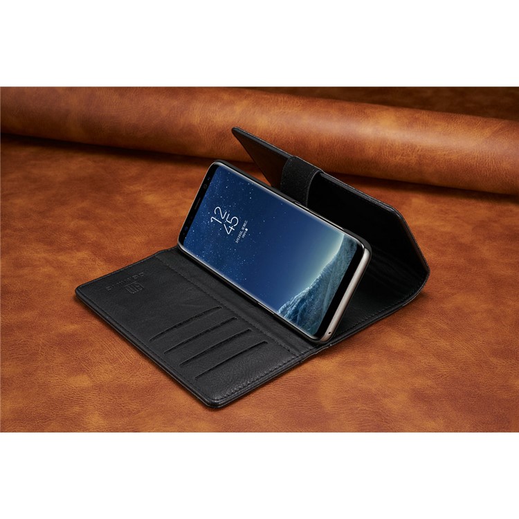 DG.MING for Samsung Galaxy S8+ G955 Split Leather Multi-slot Tri-fold Wallet + Detachable PC Case - Black-17