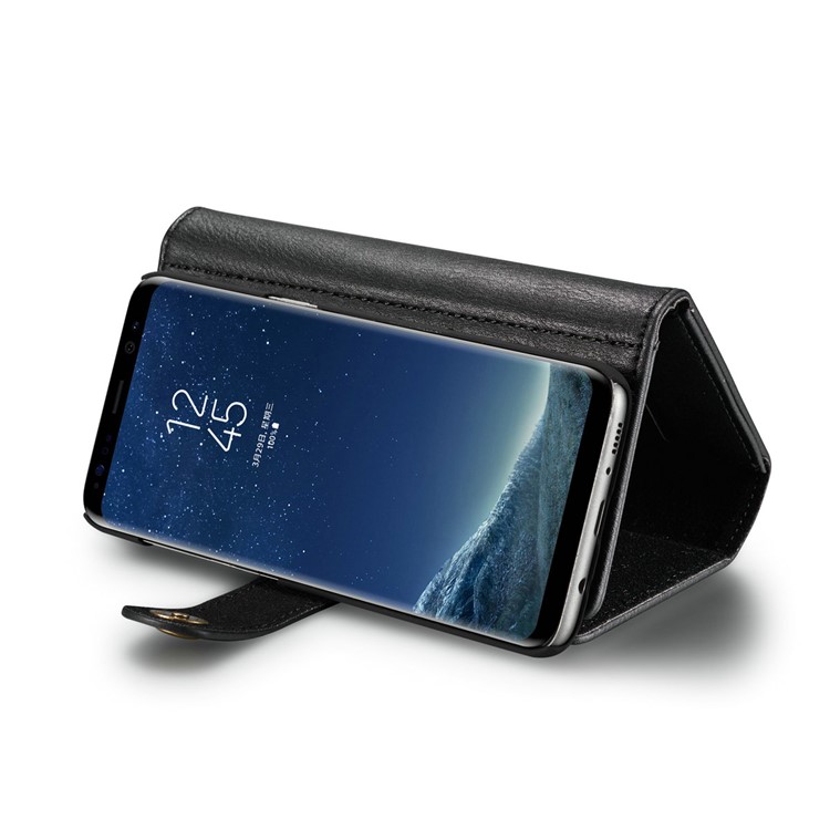 DG.MING for Samsung Galaxy S8+ G955 Split Leather Multi-slot Tri-fold Wallet + Detachable PC Case - Black-6