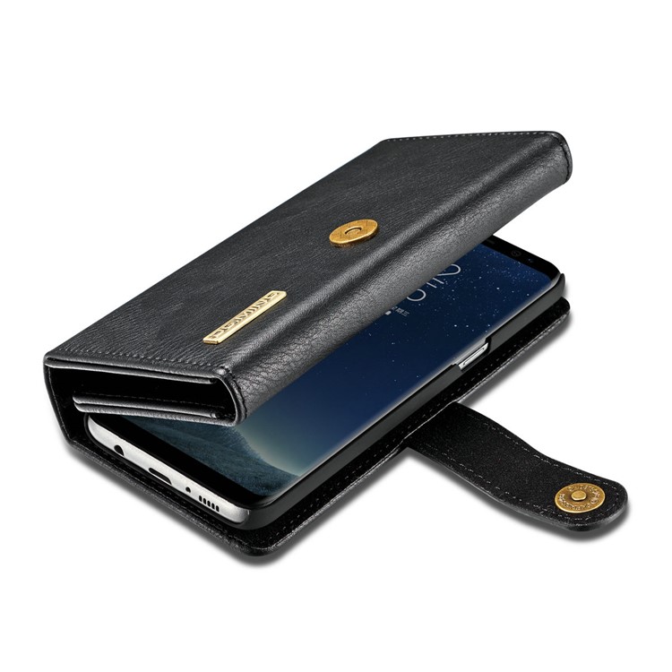 DG.MING for Samsung Galaxy S8+ G955 Split Leather Multi-slot Tri-fold Wallet + Detachable PC Case - Black-8