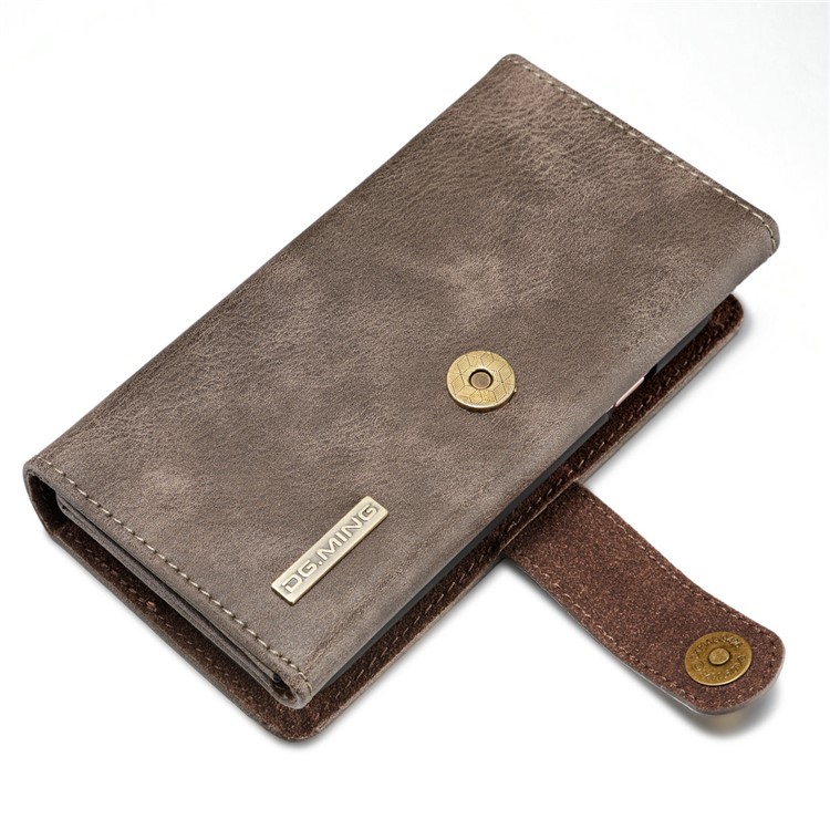 DG.MING Split Leather Multi-slot Purse with Inner PC Back Case for Samsung Galaxy S8 Plus G955 - Coffee-13