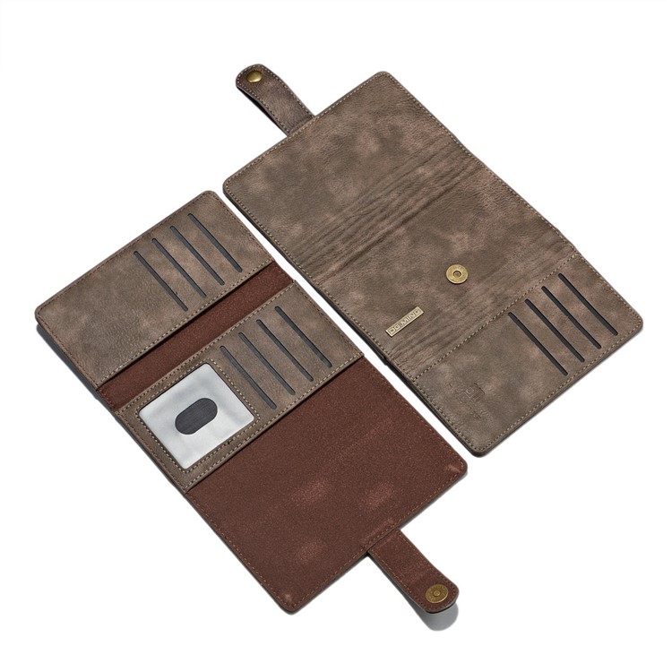 DG.MING Split Leather Multi-slot Purse with Inner PC Back Case for Samsung Galaxy S8 Plus G955 - Coffee-14