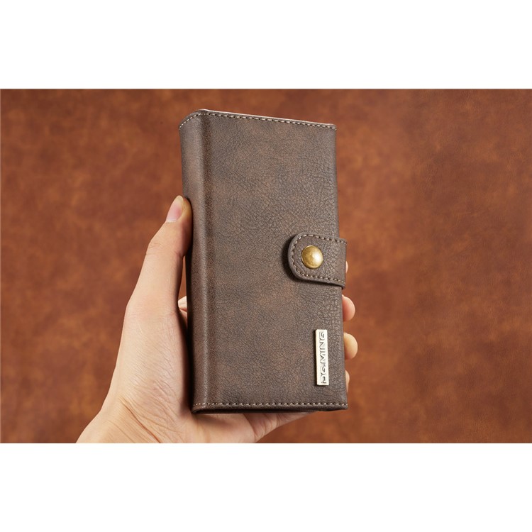 DG.MING Split Leather Multi-slot Purse with Inner PC Back Case for Samsung Galaxy S8 Plus G955 - Coffee-20