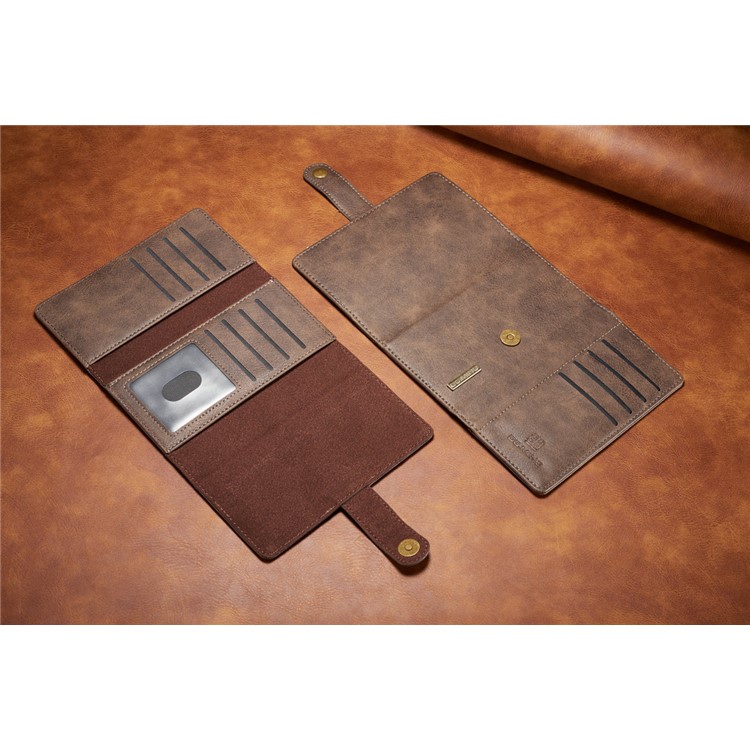 DG.MING Split Leather Multi-slot Purse with Inner PC Back Case for Samsung Galaxy S8 Plus G955 - Coffee-21