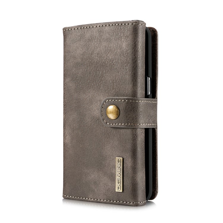 DG.MING Split Leather Multi-slot Purse with Inner PC Back Case for Samsung Galaxy S8 Plus G955 - Coffee-3