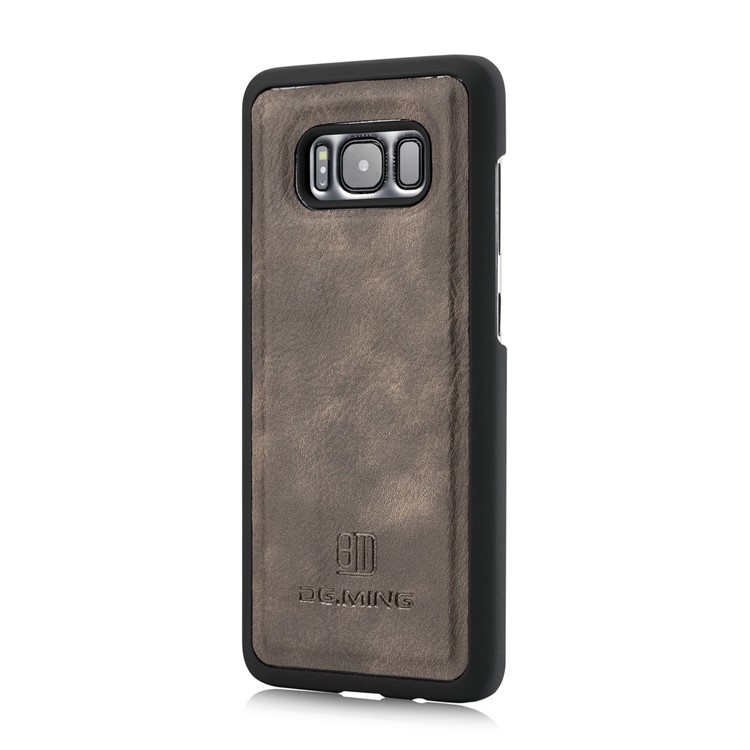 DG.MING Split Leather Multi-slot Purse with Inner PC Back Case for Samsung Galaxy S8 Plus G955 - Coffee-5