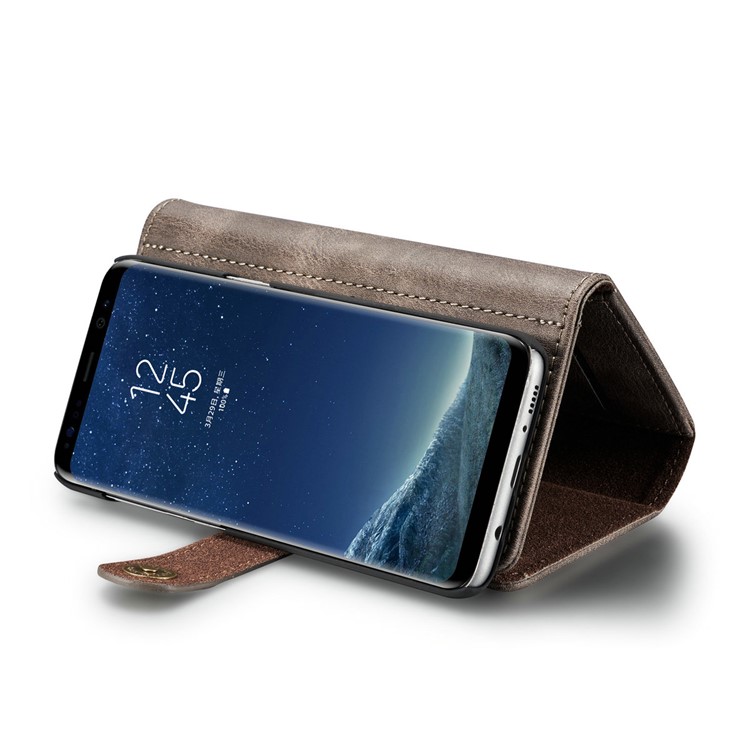 DG.MING Split Leather Multi-slot Purse with Inner PC Back Case for Samsung Galaxy S8 Plus G955 - Coffee-6