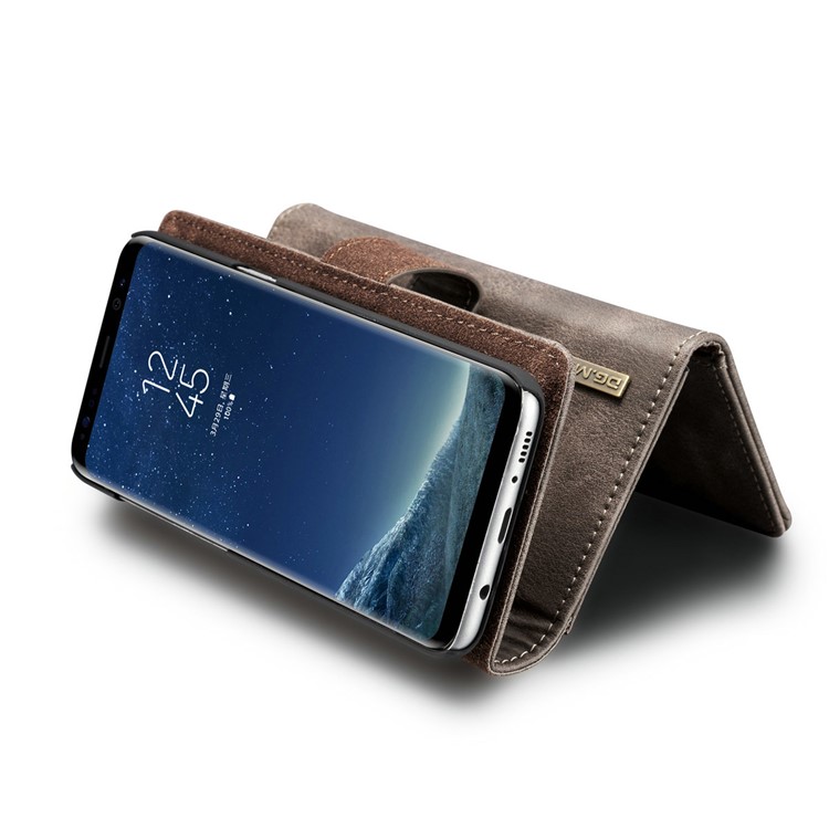 DG.MING Split Leather Multi-slot Purse with Inner PC Back Case for Samsung Galaxy S8 Plus G955 - Coffee-7
