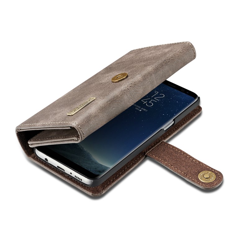 DG.MING Split Leather Multi-slot Purse with Inner PC Back Case for Samsung Galaxy S8 Plus G955 - Coffee-8