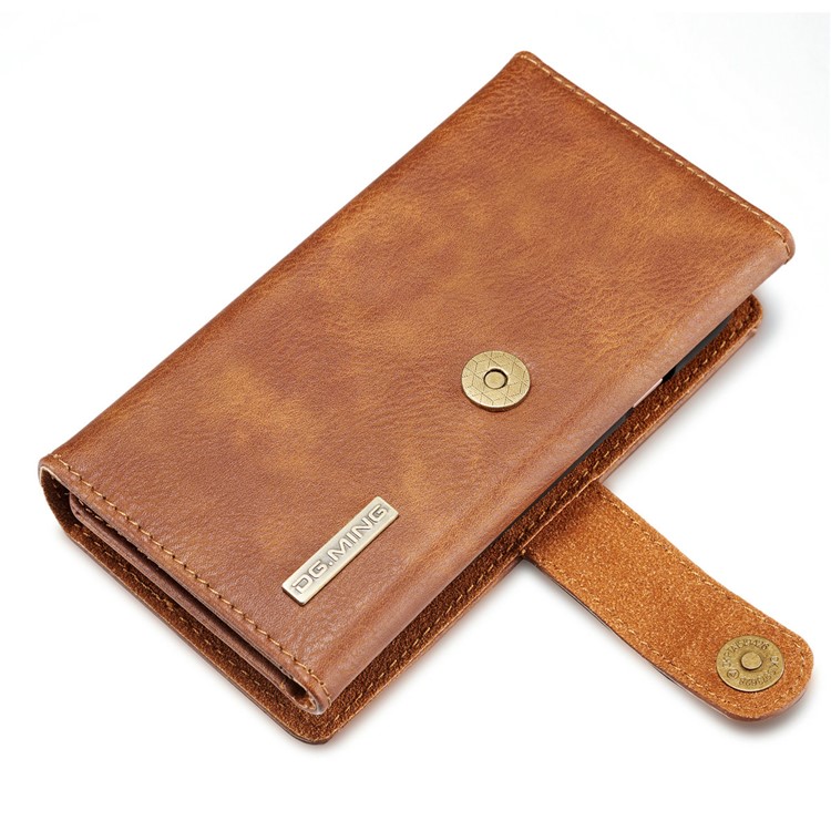 dg. MING Split Leather Multi-Bolsa de fenda com capa traseira de PC removível para Samsung Galaxy S8 Plus G955 - Castanho-13