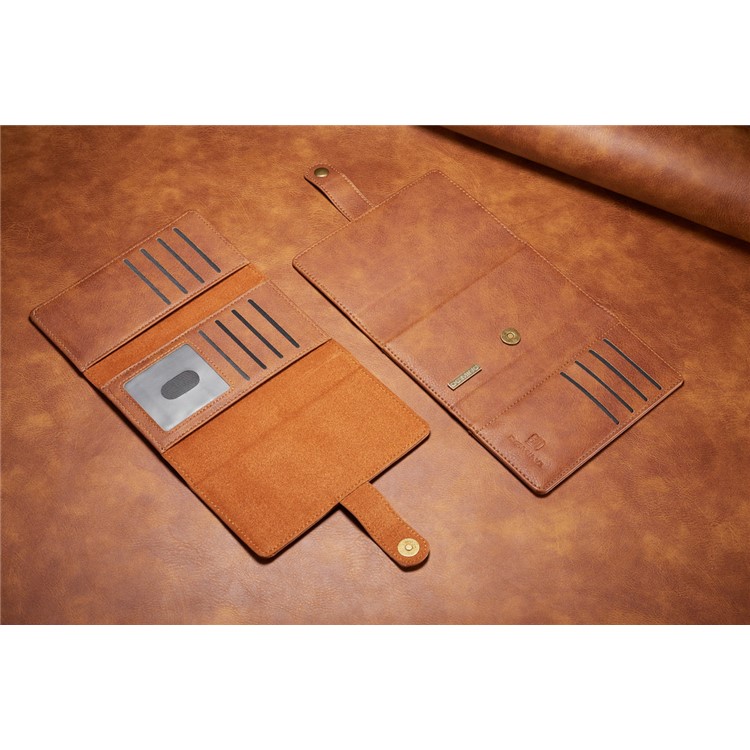 dg. MING Split Leather Multi-Bolsa de fenda com capa traseira de PC removível para Samsung Galaxy S8 Plus G955 - Castanho-20