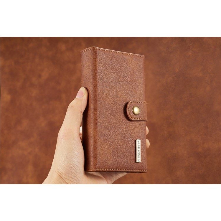 dg. MING Split Leather Multi-Bolsa de fenda com capa traseira de PC removível para Samsung Galaxy S8 Plus G955 - Castanho-21