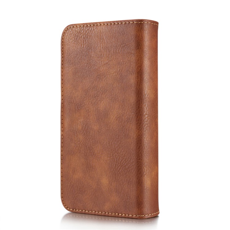 dg. MING Split Leather Multi-Bolsa de fenda com capa traseira de PC removível para Samsung Galaxy S8 Plus G955 - Castanho-4
